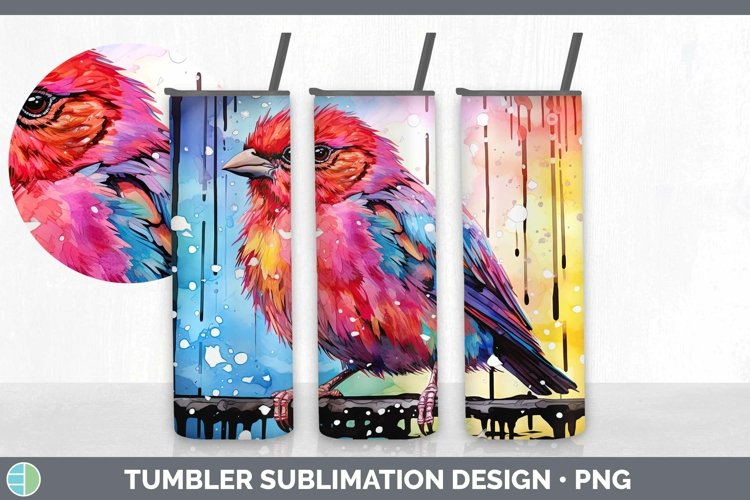 Splat Rainbow Finch Tumbler Sublimation 20 oz Skinny Tumbler
