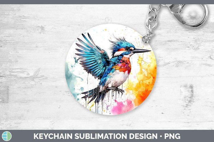 Splat Rainbow Kingfisher Keychain Sublimation Keyring Design