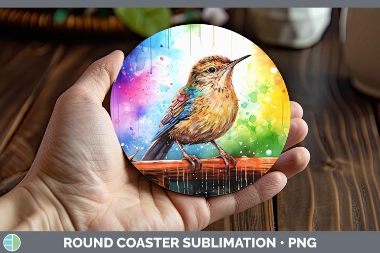 Splat Rainbow Wren Round Coaster Sublimation Coaster Designs