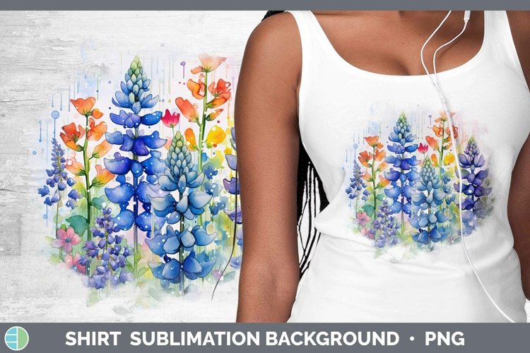 Watercolor Flowers Bluebonnet Shirt Sublimation Sublimation