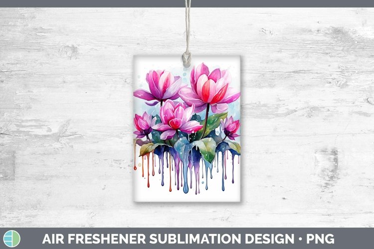 Watercolor Flowers Cyclamen Air Freshener Sublimation Car Fr