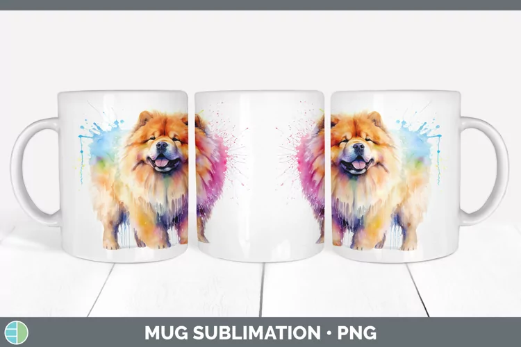 Rainbow Dog Chow Chow Mug Wrap | Sublimation Coffee Cup Desi