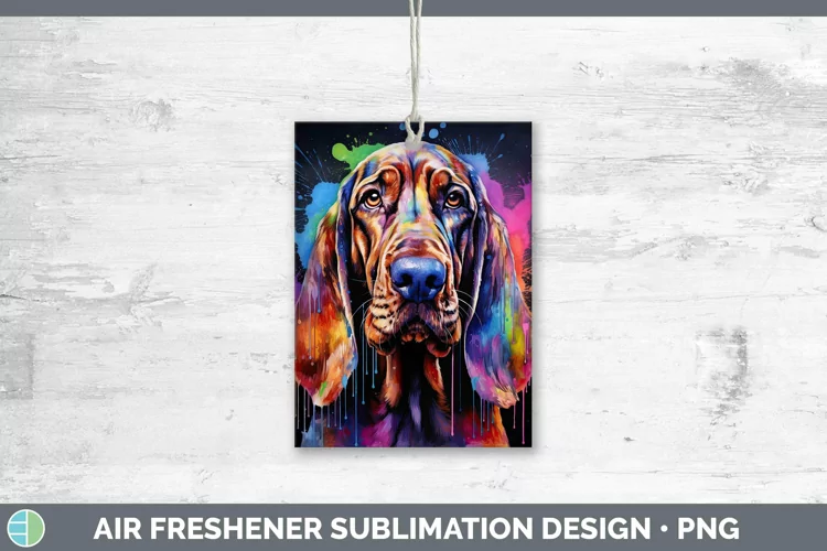 Rainbow Dog Bloodhound Air Freshener Sublimation Car Freshen