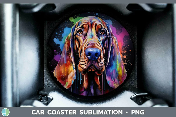 Rainbow Dog Bloodhound Car Coaster Sublimation Coaster Desig
