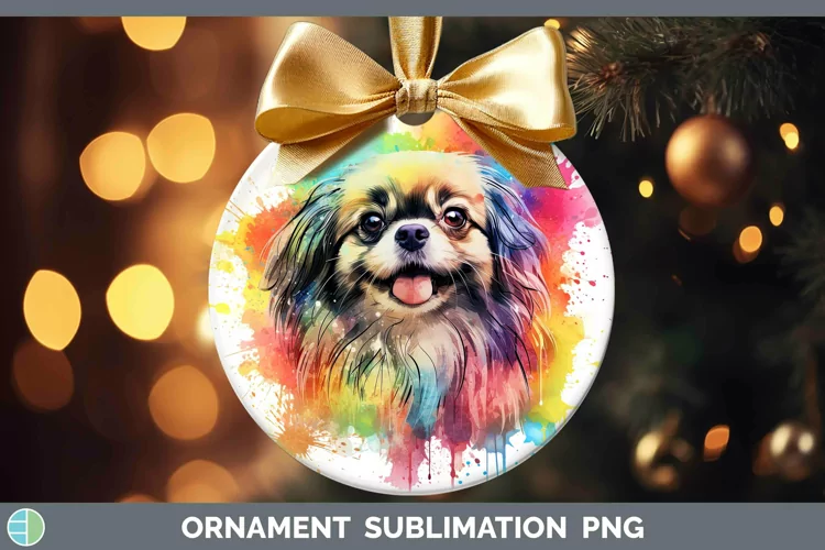 Rainbow Dog Pekingese Ornament Sublimation Bauble Designs