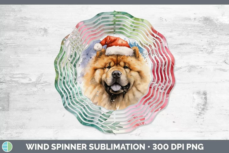 Santa Hat Chow Chow Wind Spinner Sublimation Spinner Designs