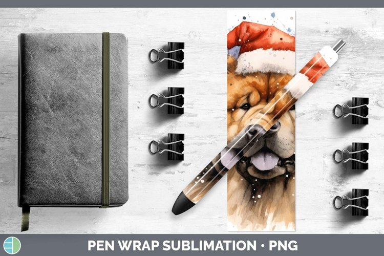 Santa Hat Chow Chow Pen Wrap Sublimation Epoxy Pen Designs