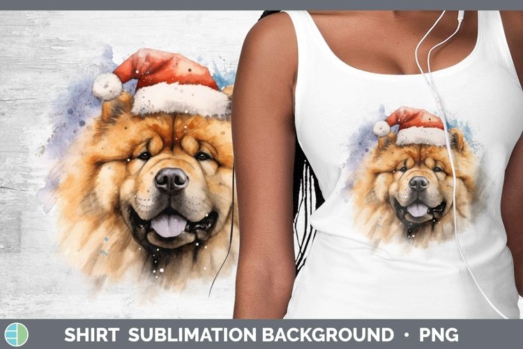 Santa Hat Chow Chow Shirt Sublimation Sublimation Background example image 1