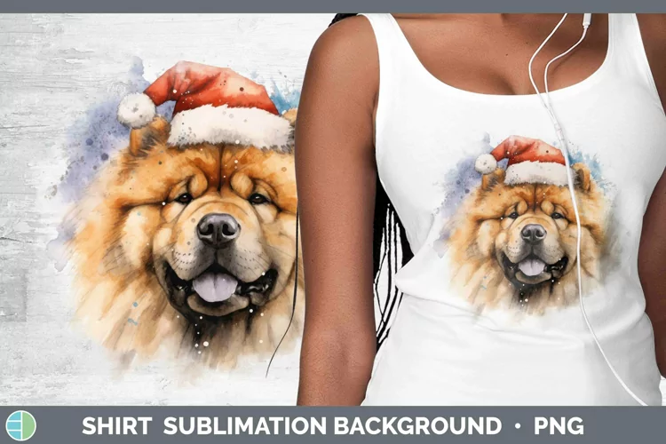 Santa Hat Chow Chow Shirt Sublimation Sublimation Background