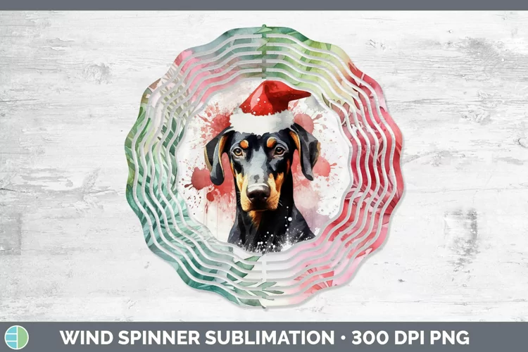 Santa Hat Doberman Pinscher Wind Spinner Sublimation Spinner