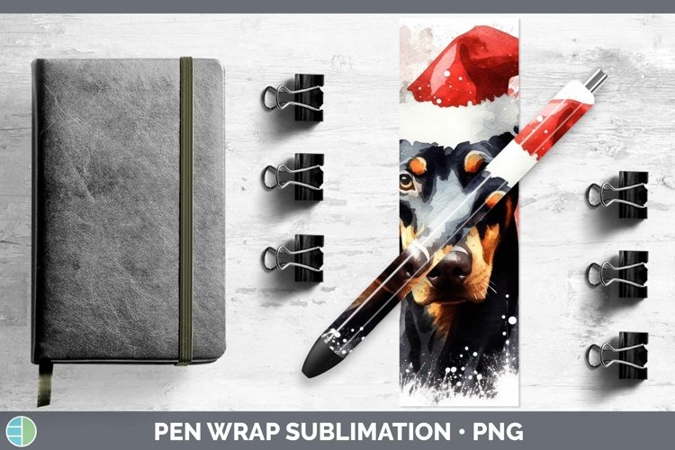 Santa Hat Doberman Pinscher Pen Wrap Sublimation Epoxy Pen D example image 1