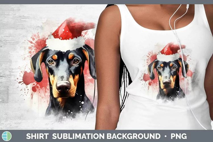 Santa Hat Doberman Pinscher Shirt Sublimation Sublimation Ba