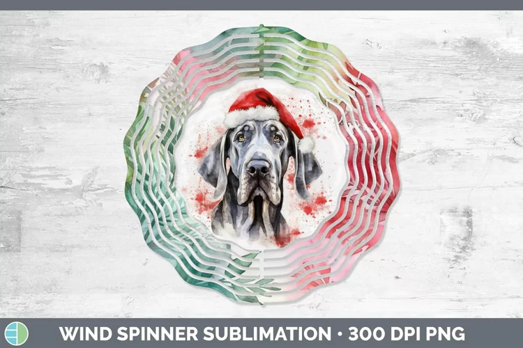 Santa Hat Great Dane Wind Spinner Sublimation Spinner Design