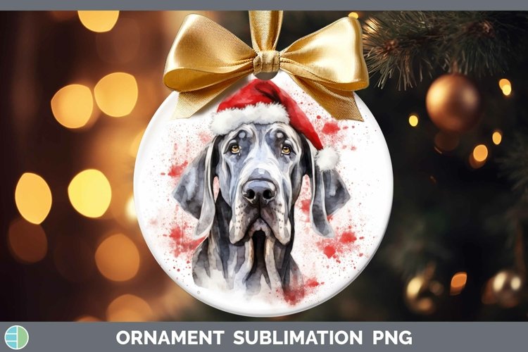 Santa Hat Great Dane Ornament Sublimation Bauble Designs