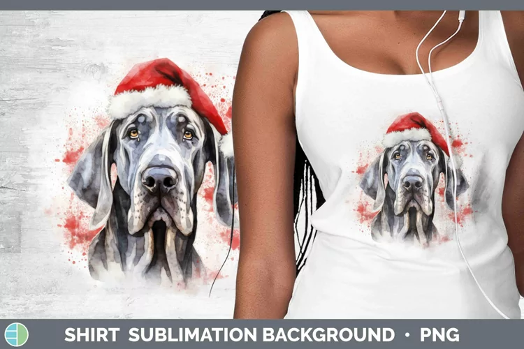 Santa Hat Great Dane Shirt Sublimation Sublimation Backgroun