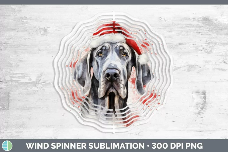 Santa Hat Great Dane Wind Spinner Sublimation Spinner Design