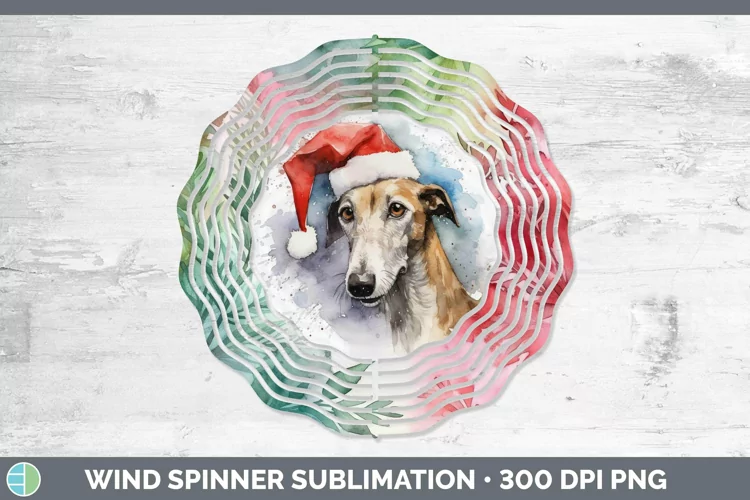 Santa Hat Greyhound Wind Spinner Sublimation Spinner Designs