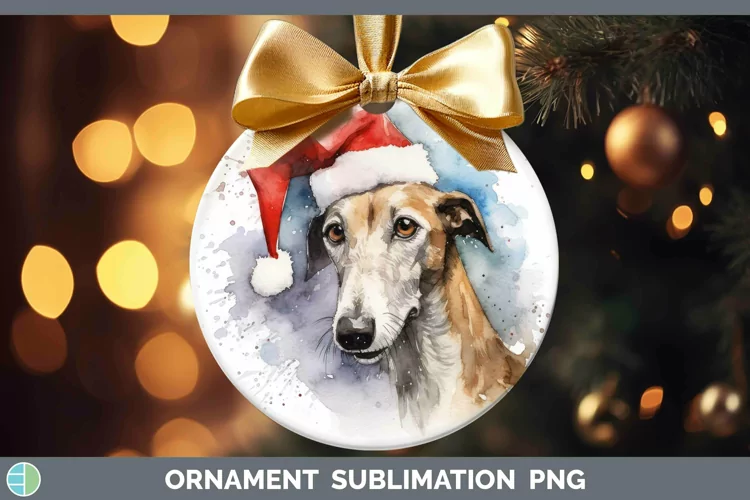 Santa Hat Greyhound Ornament Sublimation Bauble Designs