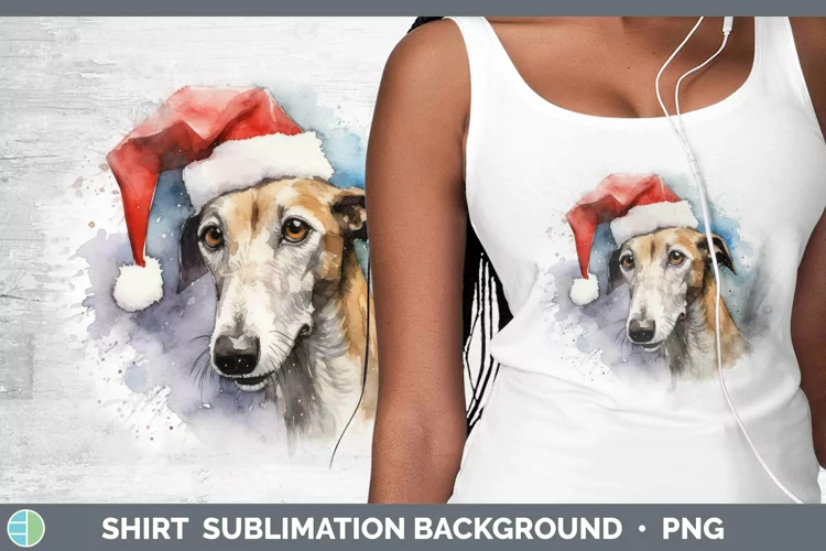 Santa Hat Greyhound Shirt Sublimation Sublimation Background