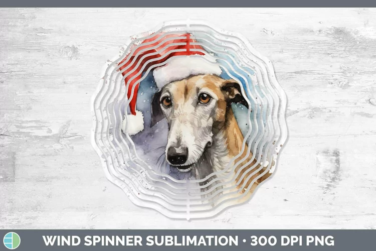 Santa Hat Greyhound Wind Spinner Sublimation Spinner Designs