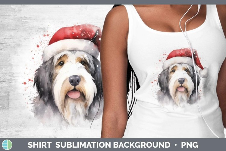 Santa Hat Old English Sheepdog Shirt Sublimation Sublimation example image 1