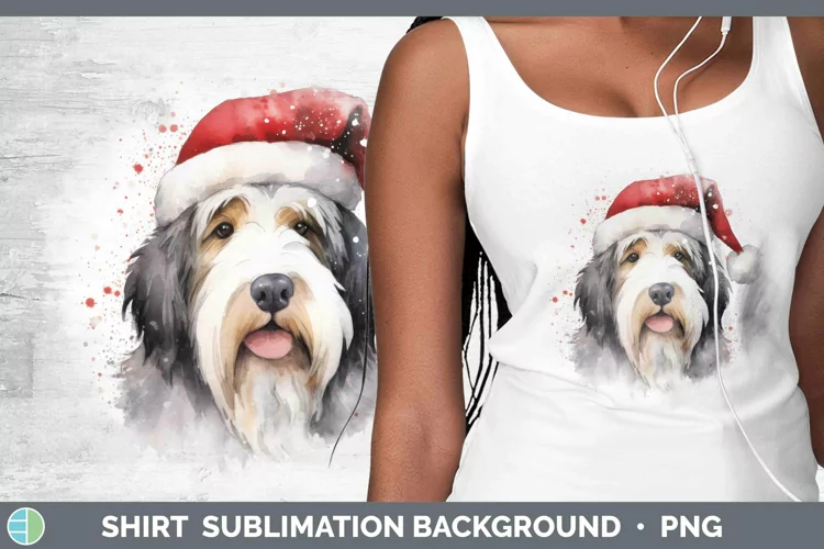 Santa Hat Old English Sheepdog Shirt Sublimation Sublimation