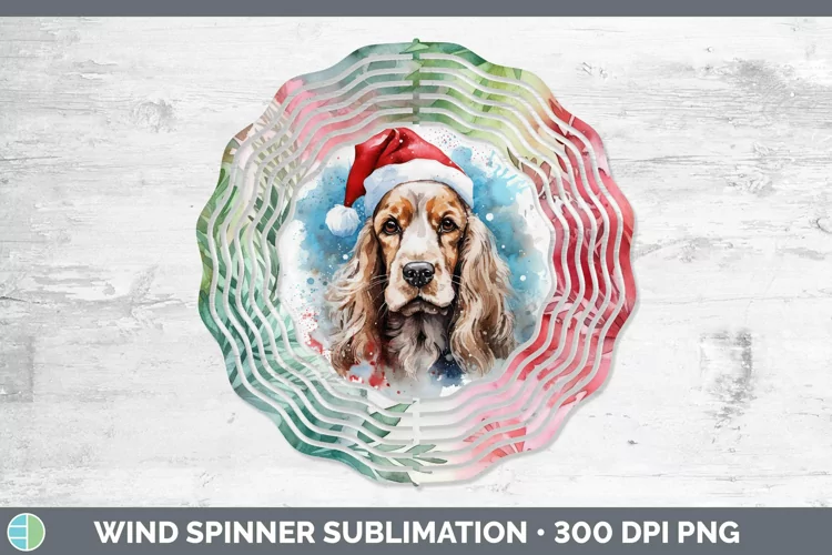 Santa Hat Cocker Spaniel Wind Spinner Sublimation Spinner De