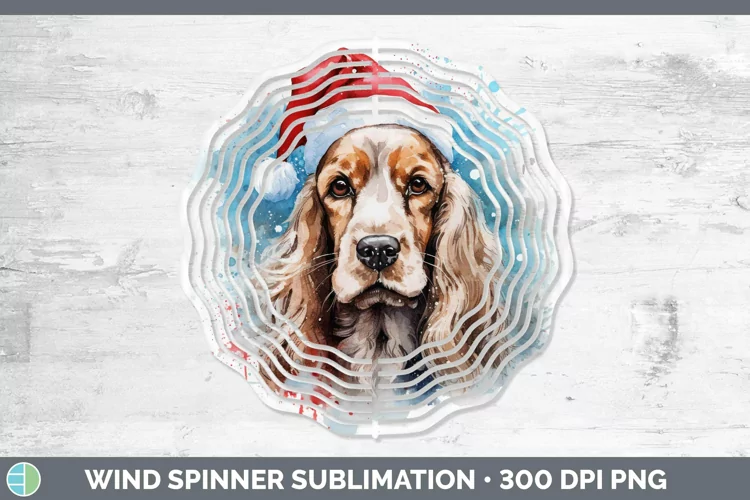 Santa Hat Cocker Spaniel Wind Spinner Sublimation Spinner De