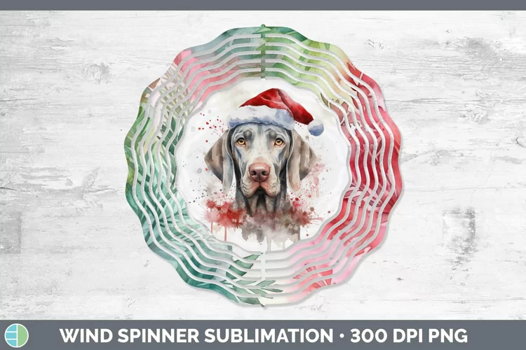 Santa Hat Weimaraner Wind Spinner Sublimation Spinner Design