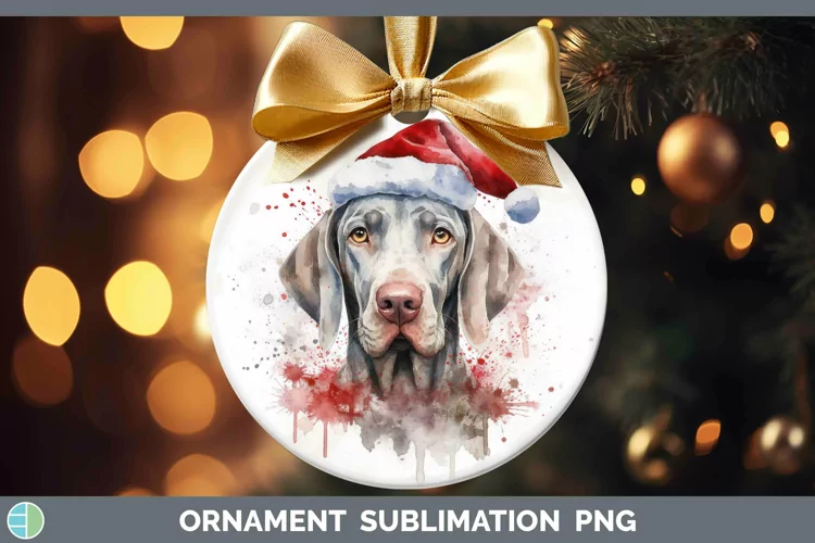 Santa Hat Weimaraner Ornament Sublimation Bauble Designs
