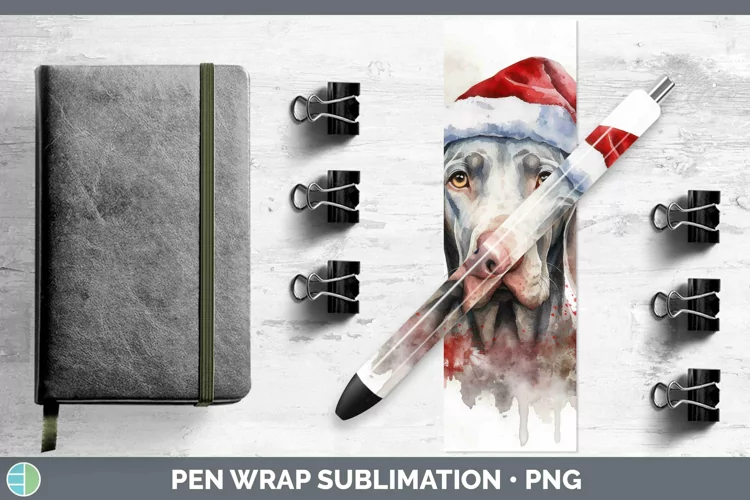 Santa Hat Weimaraner Pen Wrap Sublimation Epoxy Pen Designs