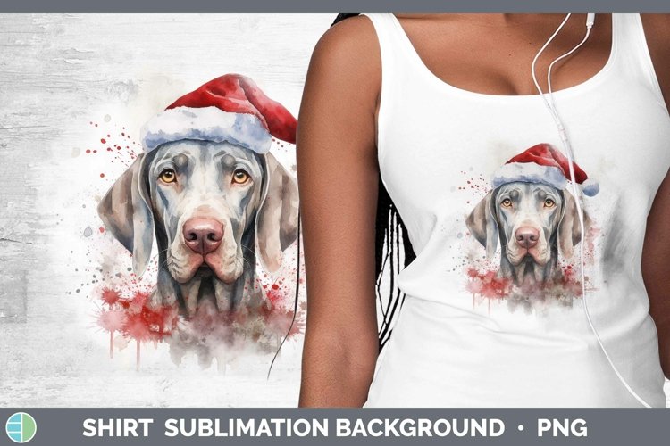 Santa Hat Weimaraner Shirt Sublimation Sublimation Backgroun example image 1