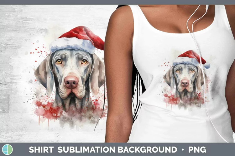 Santa Hat Weimaraner Shirt Sublimation Sublimation Backgroun