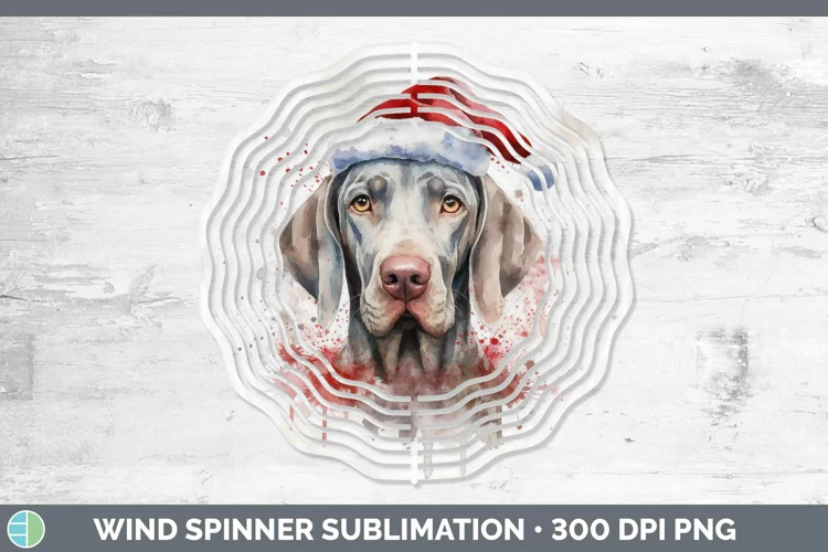 Santa Hat Weimaraner Wind Spinner Sublimation Spinner Design