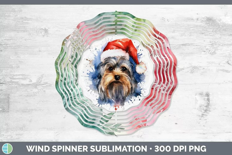 Santa Hat Yorkshire Terrier Wind Spinner Sublimation Spinner