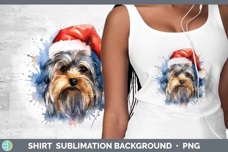 Santa Hat Yorkshire Terrier Shirt Sublimation Sublimation Ba
