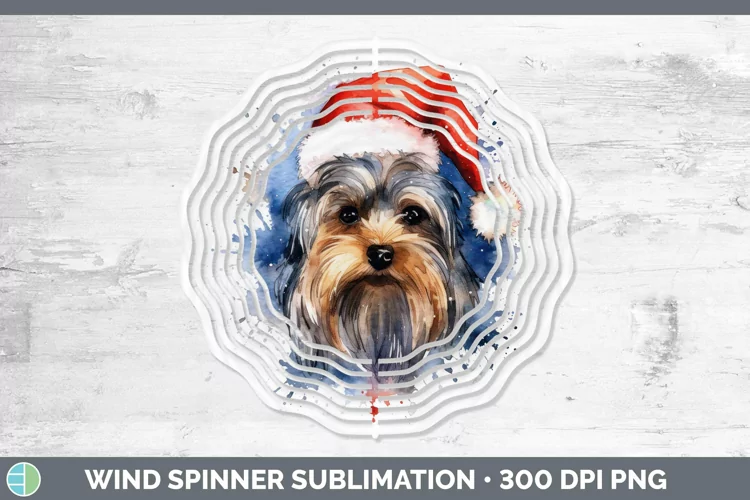 Santa Hat Yorkshire Terrier Wind Spinner Sublimation Spinner