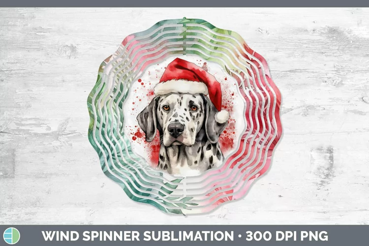 Dog Santa Hat Dalmatian Wind Spinner Sublimation Spinner Des