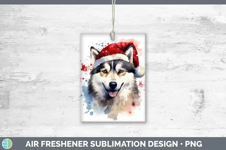 Dog Santa Hat Husky Air Freshener Sublimation Car Freshener