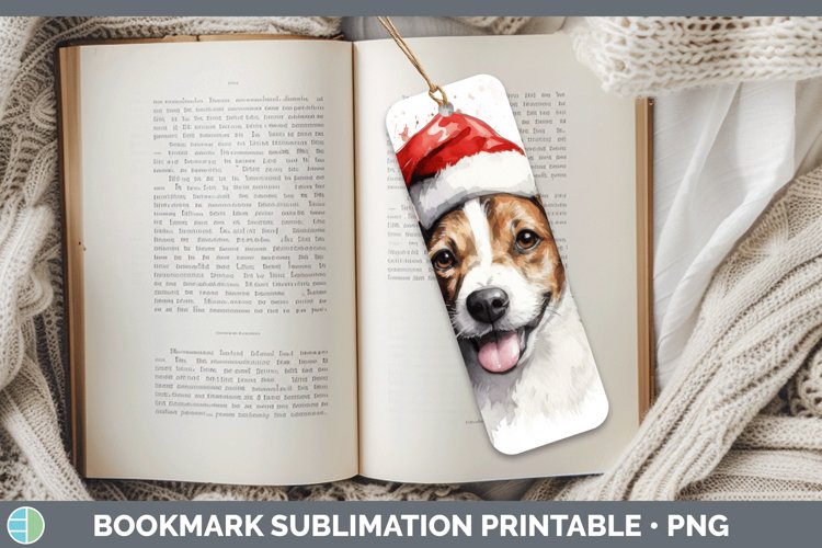 Santa Hat Jack Russell Terrier Bookmark Sublimation Printabl example image 1