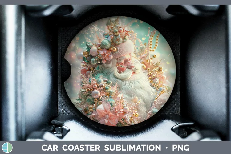 Pearl Christmas Santa Car Coaster Sublimation Coaster Design