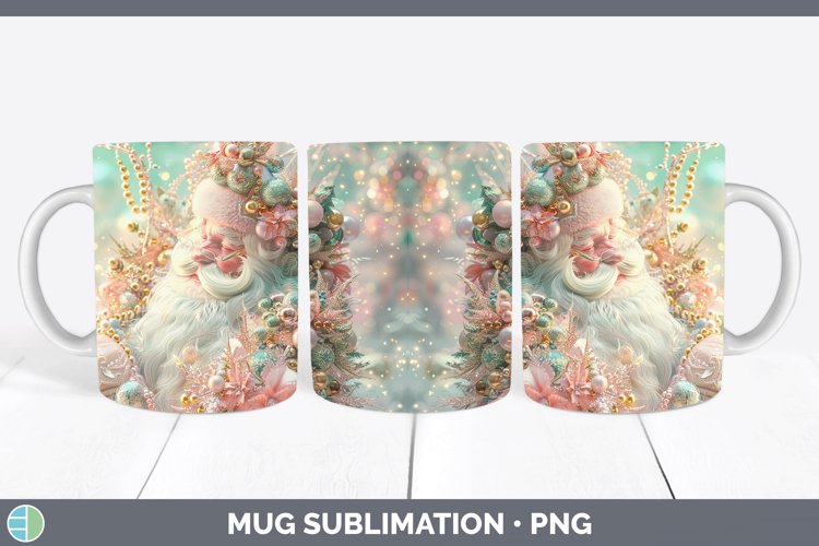 Pearl Christmas Santa Mug Wrap Sublimation Coffee Cup Design example image 1