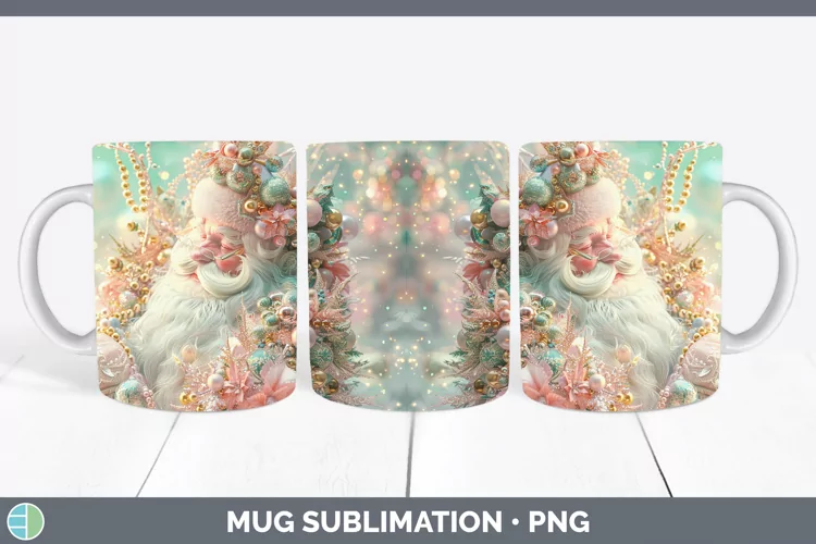Pearl Christmas Santa Mug Wrap Sublimation Coffee Cup Design