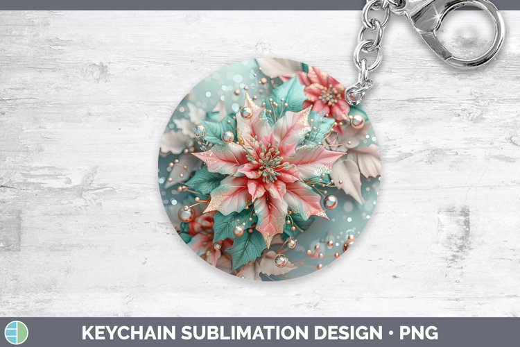 Pearl Christmas Poinsettia Keychain Sublimation Keyring Desi