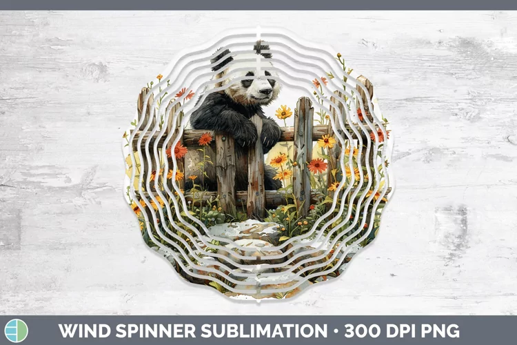 Cottage Garden Panda Wind Spinner Sublimation Spinner Design