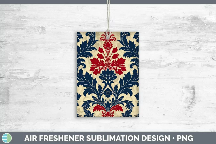 Patriotic Damask Air Freshener | Sublimation Car Freshener D