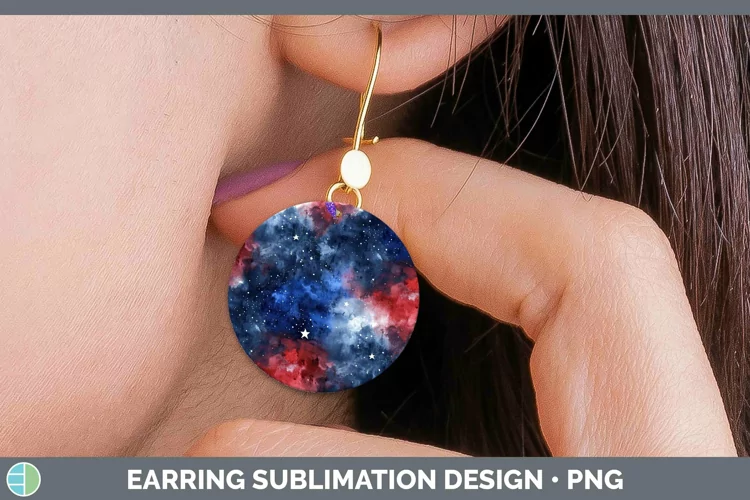 Patriotic Galaxy Round Earrings | Sublimation Earrings Desig