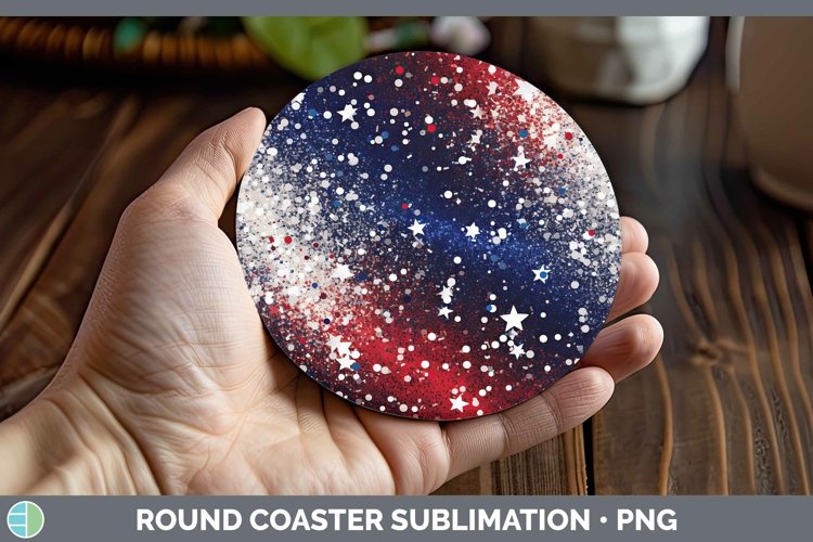 Patriotic Glitter Round Coaster | Sublimation Coaster Design