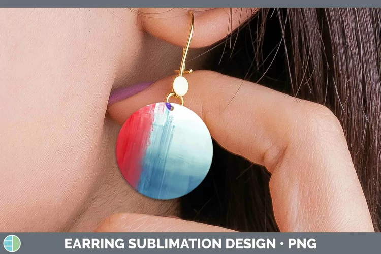 Patriotic Gradient Ombre Round Earrings | Sublimation Earrin
