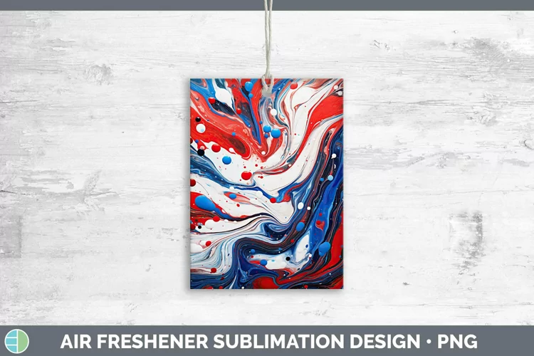 Patriotic Paint Pour Air Freshener | Sublimation Car Freshen